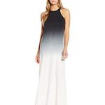 CSBLA Women's Rimini Ombre Maxi Dress, White/Black, Medium at Amazon