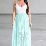 Mint Green and Ivory Open Back Maxi Dress, Cute Mint Summer Boutique