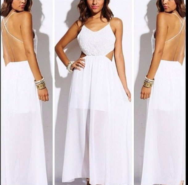 dress, white dress, maxi dress, long dress, open back dresses