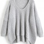 35% OFF] 2019 Chunky V Neck Oversized Sweater In GRAY ONE SIZE | ZAFUL