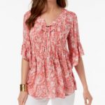 Style & Co Paisley Pintuck Peasant Top, Created for Macy's - Tops