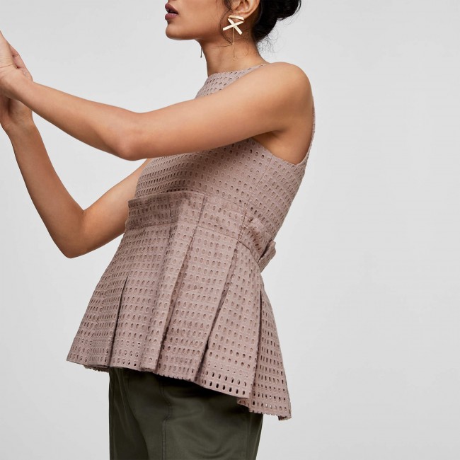 Nutmeg Schiffli Peplum Top | Buy Peplum Tops Online | Empire Waist Tops