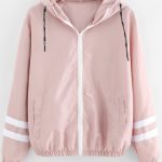 32% OFF] 2019 Zip Up Contrast Ribbons Trim Jacket In PINK M | ZAFUL