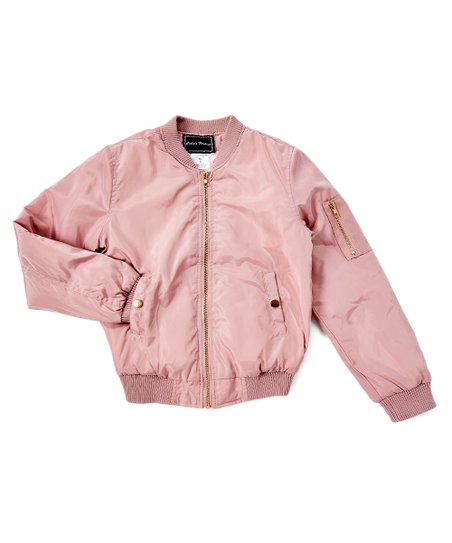 Cuties Fashions Blush Pink Bomber Jacket - Girls | Zulily