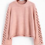 29% OFF] 2019 Oversized Braided Sleeve Pullover Sweater In PINK ONE