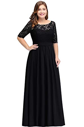 Women Plus Size Chiffon Evening Dresses Long Prom Bridesmaid Gown at