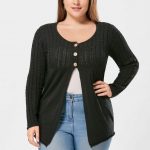 39% OFF] 2019 Plus Size Cable Knit Button Up Cardigan In BLACK 3XL