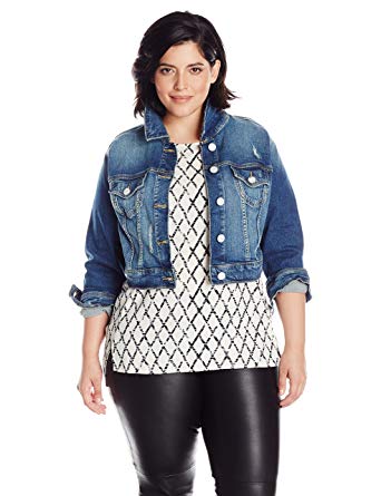 Amazon.com: SLINK Jeans Women's Plus Size Long Sleeve Cropped Denim