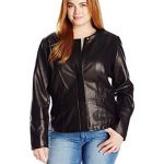 Calvin Klein Women's Plus Size Seamed Leather Jacket at Amazon