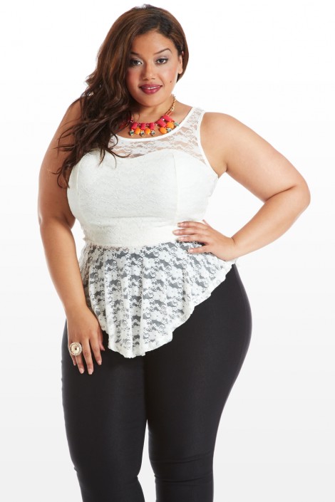 Plus Size Romance Falls Lace Peplum Top | Fashion To Figure