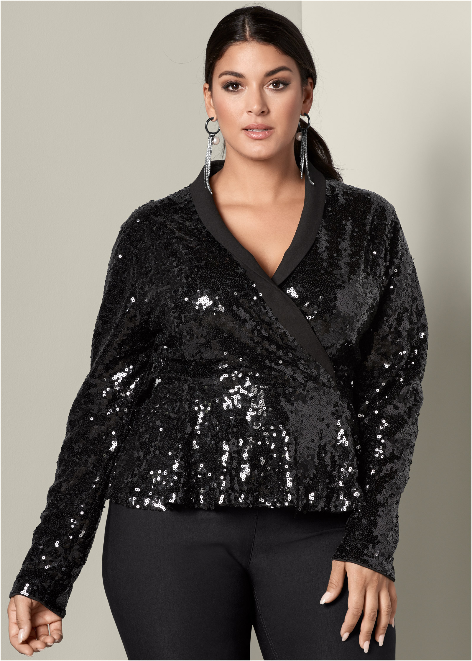 Plus Size SEQUIN PEPLUM TOP | VENUS