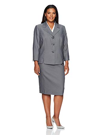 Amazon.com: Le Suit Women's Plus Size Houndstooth 3 Button Skirt