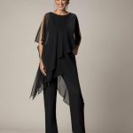 2018 Black Mother'S Pants Suit Jewel Sheath With Irregular Jacket