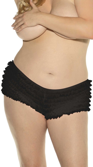 Plus Size Ruffled Mesh Boyshort, Plus Size Underwear, Plus Sized Panties