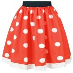 Women Red and White Polka Dot Flared Midi Skirt at Amazon Women's