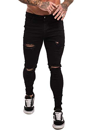 GINGTTO Skinny Jeans for Men Stretch Slim Fit Ripped Distressed at