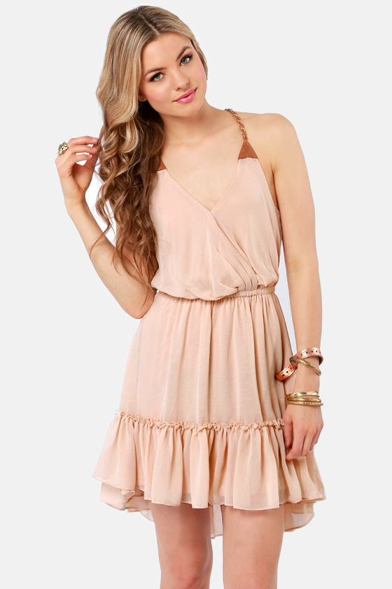 Cute Beige Dress - High-Low Dress - Ruffle Dress - $46.00