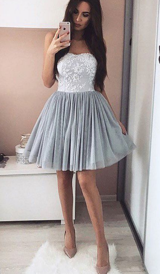 A-Line Short Appliques Sweetheart Appliques Simple Homecoming Dress