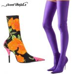 New Big size34 48 Sexy Stretch boots High Heels Long Boots Women