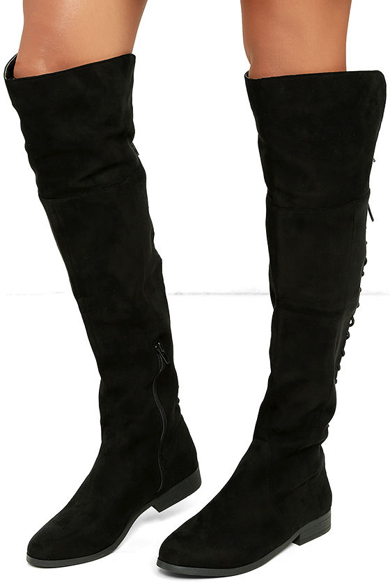 LFL Ramsey Boots - Black Suede Boots - Lace-Up Boots - OTK Boots