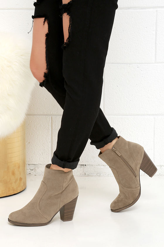 Cute Beige Boots - Suede Boots - Ankle Boots - Booties - $34.00