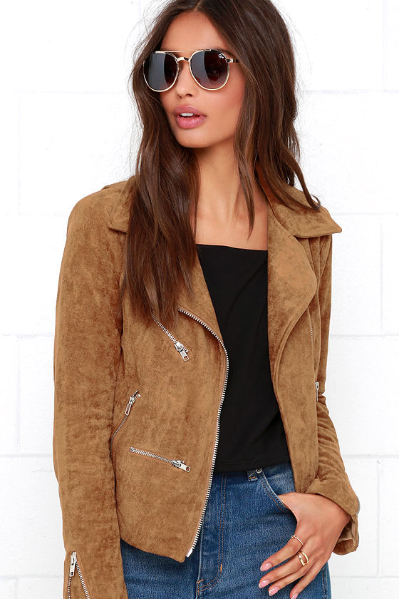 Suede Jacket - Moto Jacket - Tan Jacket