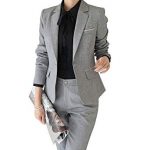 LOKOUO Pant Suits For Women Business Office 2 Pieces Trouser Suit at