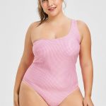 64% OFF] 2019 Plus Size Gingham High Leg Swimsuit In LIGHT PINK L