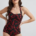 Esther Williams Fruity Suity One-Piece Swimsuit in Black - Plus Size