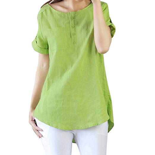 Clearance T-Shirts Women chaofanjiancai Short Sleeve Cotton Tops