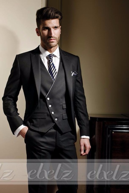 jacket+pants+vest) 3 Piece Men Suits Wedding Groom Tuxedos Mens Tux