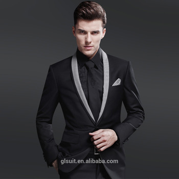70% Wool One Button Shawl Lapel Black Unique Wedding Tuxedos For Men