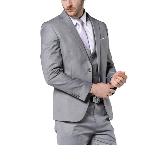 2017 New Mens Fashion Suit Light Gray Slim Fit Wedding Suits For Men