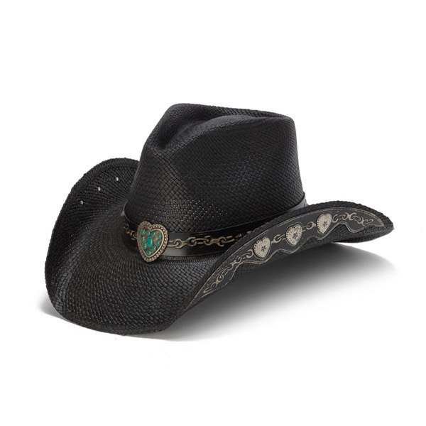 Stampede Hats | Hearts and Chains Black Straw Western Hat | Hats