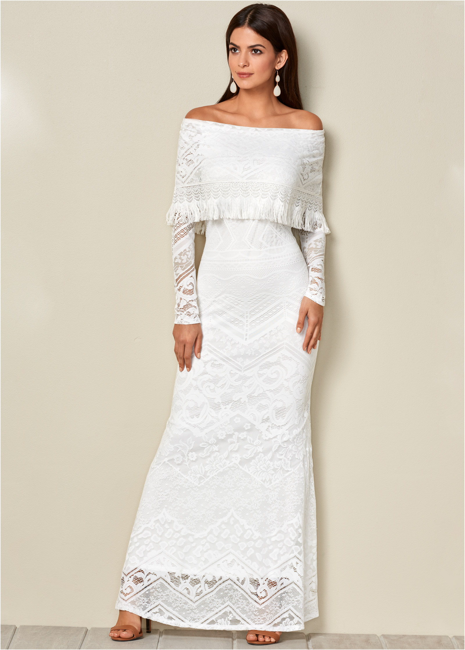 LACE MAXI DRESS in White | VENUS