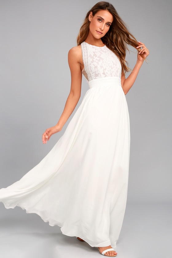 Lovely White Dress - Floral Lace Dress - Maxi Dress