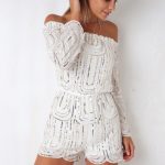 All Night Long Playsuit - White Sequin - Stelly