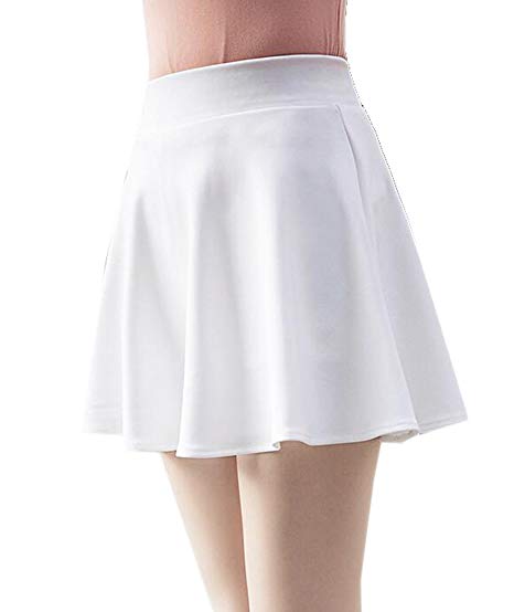 SHOWNO-Women Solid High Waist A-Line Casual Swing Mini Skater Skirts