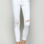 Vervet Jeans Destructed White Skinny Jeans for Women