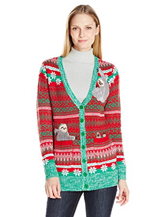 Blizzard Bay Women's Sloth Cardigan Ugly Christmas Sweater at Amazon