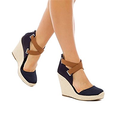 Amazon.com | Ferbia Wedges Shoes for Women Espadrilles Heels Ankle