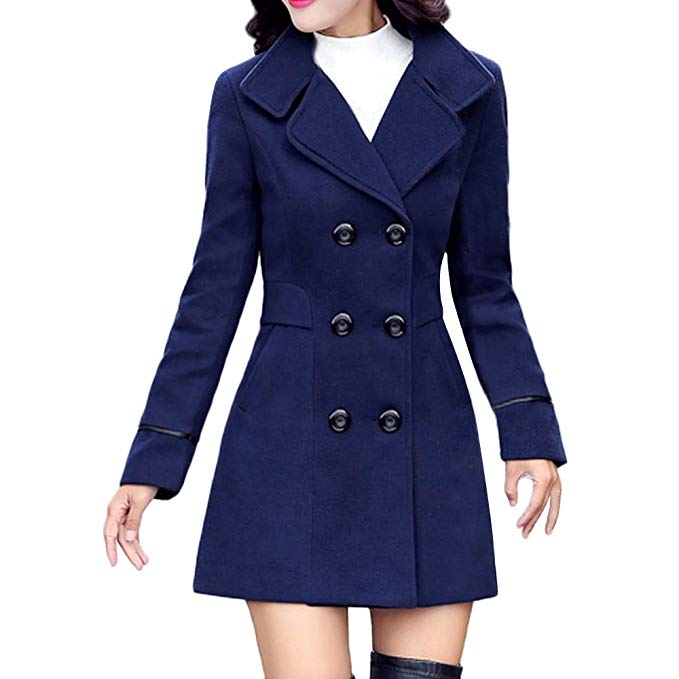 Amazon.com: POTO Women Coats Ladies Double Breasted Pea Coat Elegant