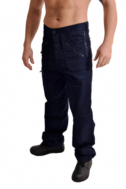 Mens Navy Multi Pocket Work Trousers