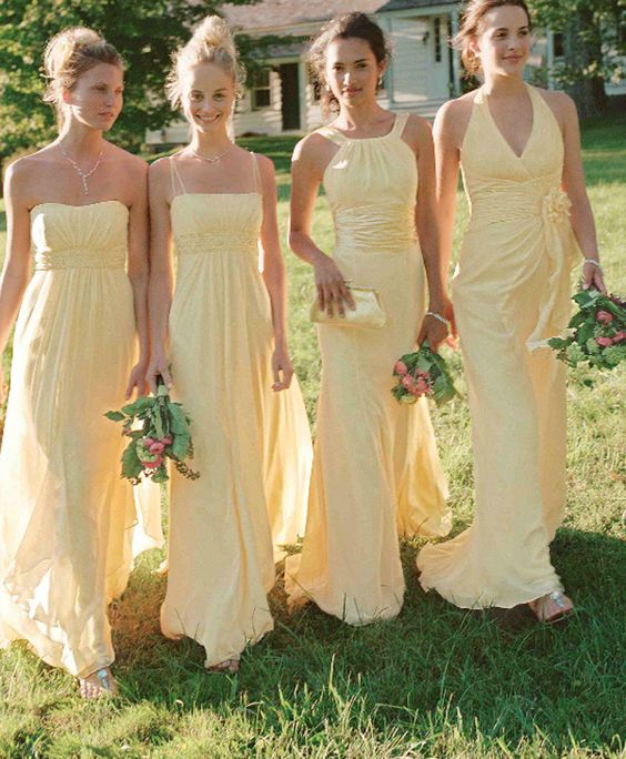 2018 Yellow Bridesmaid Dress, Different Style Chiffon Bridesmaid