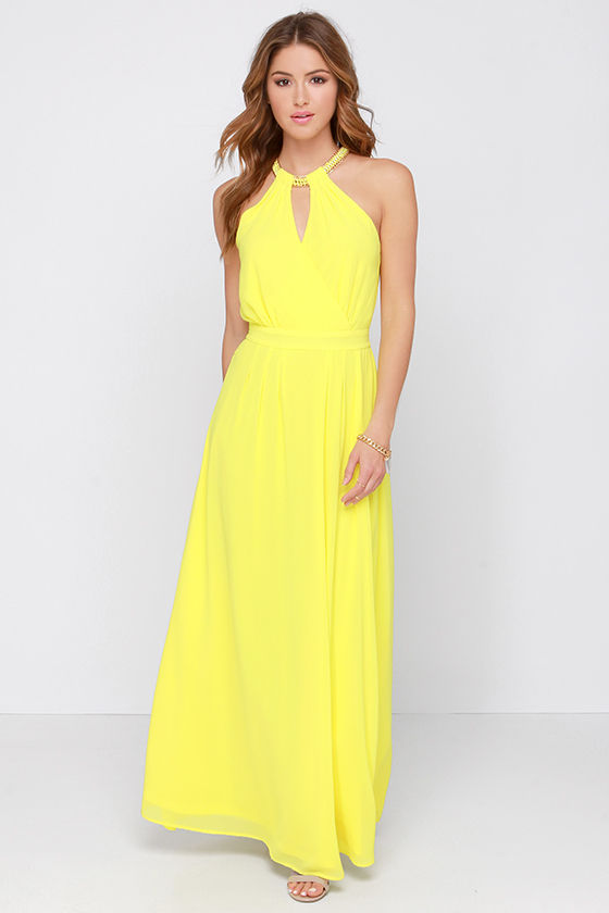 Pretty Yellow Dress - Yellow Maxi - Necklace Dress - $49.00