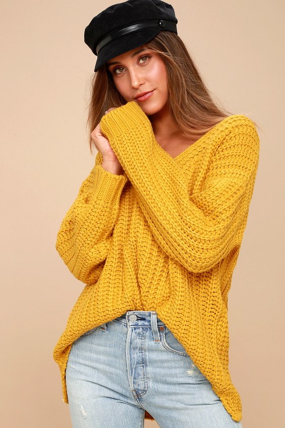 Cozy Knit Sweater - Mustard Sweater - Chunky Knit Sweater