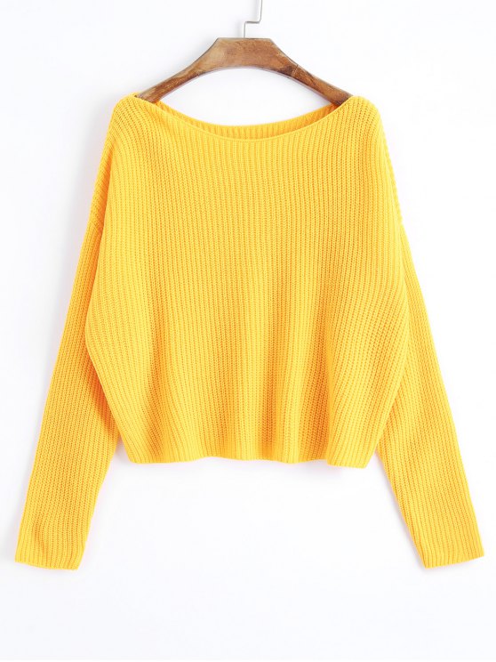 35% OFF] 2019 Oversized One Shoulder Pullover Sweater In YELLOW ONE