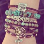 As Seen In Vogue Magazine - Turquoise Boho Bracelet Stack .