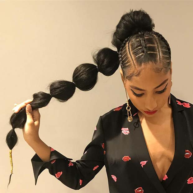 31 Bubble Ponytail Hairstyles With Weave To Wear This Year - Styleu