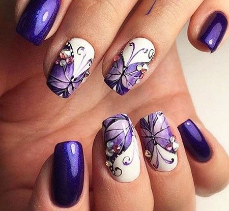 Purple Nails in 2020 | Butterfly nail designs, Purple nail art .